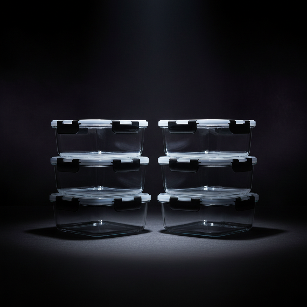 MentorWave Glass Food Containers 6 Stacked - Cinematic Drama